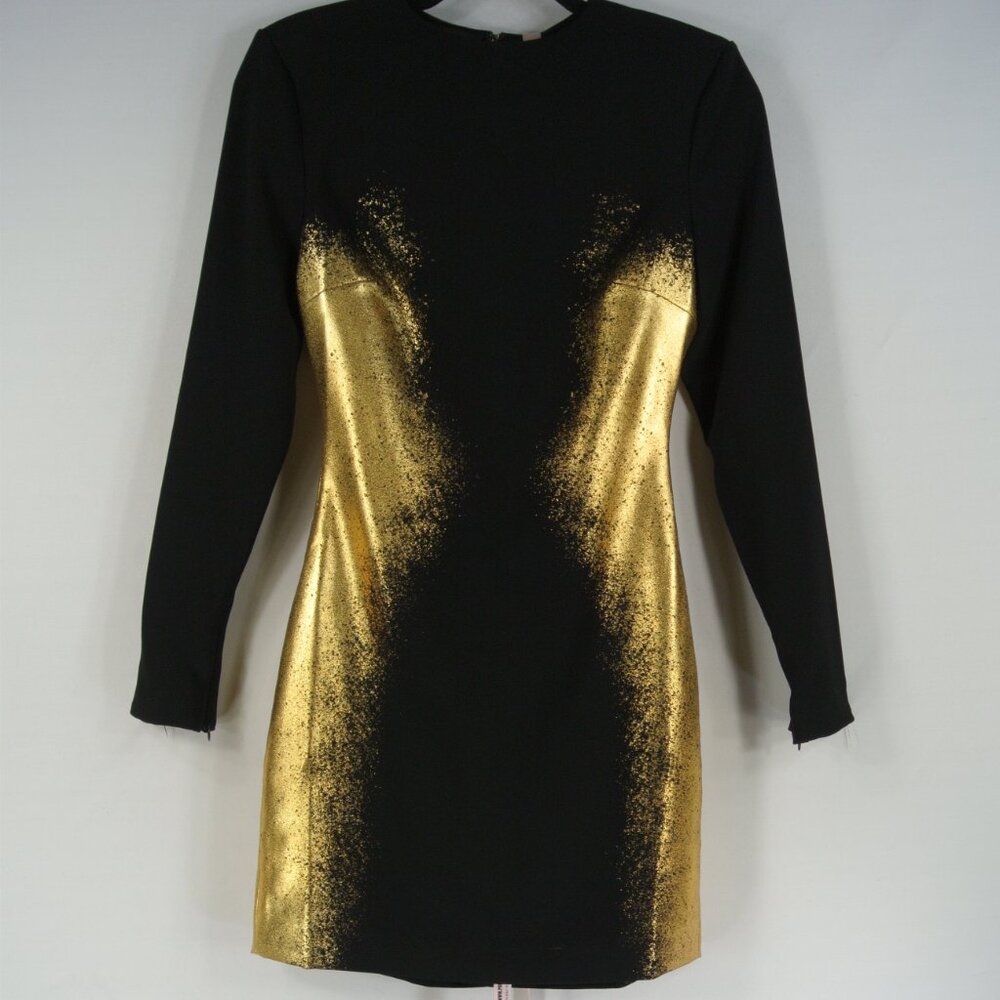 NEW HOUSE OF CB 'Domenica' Black & Gold Foil Print Mini Dress Size M  #MD2198 - Picture 6 of 9